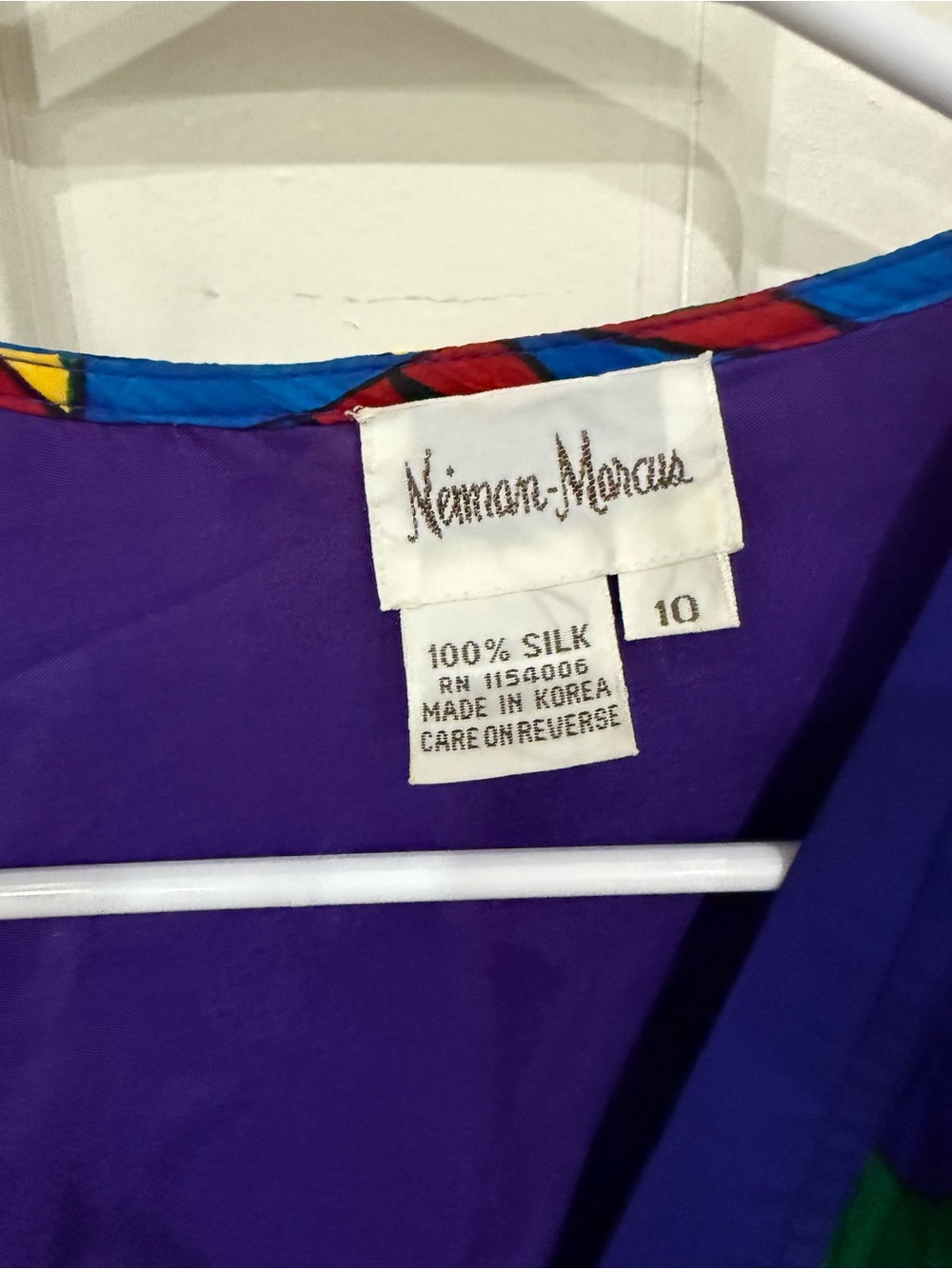 Vintage Neiman Marcus 100% Silk Kimono Jacket Women’s 10 Geometric Colorblock - Picture 3 of 3